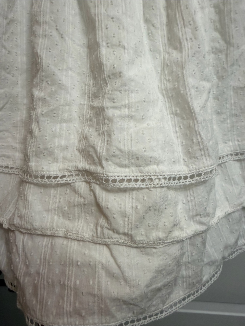 MAJORELLE White Ruffle Mini Dress XS Swiss Dot Cottagecore Revolve - Picture 3 of 9
